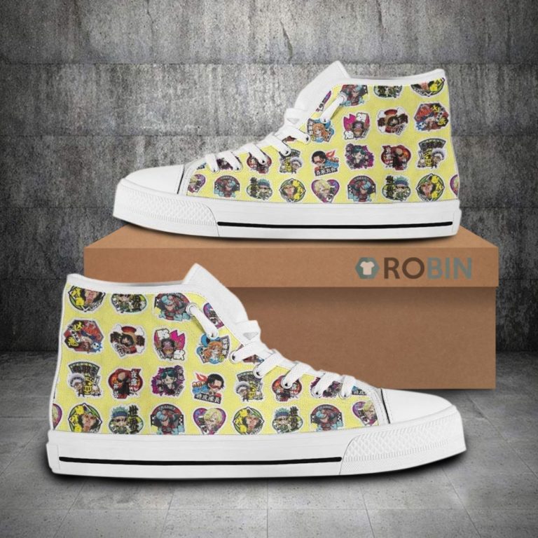 One Piece Cute Chibi Face Anime Canvas High Top Shoes