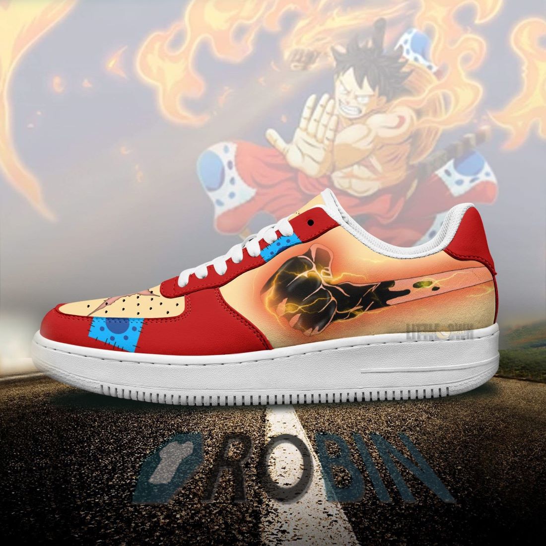 Welkom Ster Continu One Piece Monkey D. Luffy Custom Nike Air Force 1 Sneakers -  RobinPlaceFabrics
