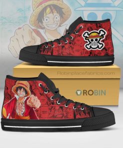 One Pieces Monkey D. Luffy Anime High Top Canvas Shoes