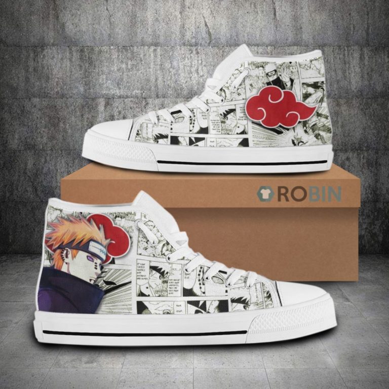 Pain Nagato Naruto Anime Mixed Manga Style Canvas High Top Shoes