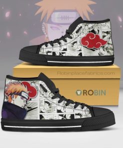 Pain Nagato Naruto Anime Mixed Manga Style Canvas High Top Shoes