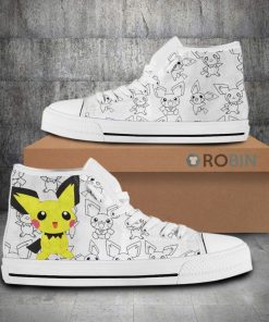 Pichu Pokemon Anime Canvas High Top Shoes