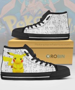 Pikachu Pokemon Anime Canvas High Top Shoes