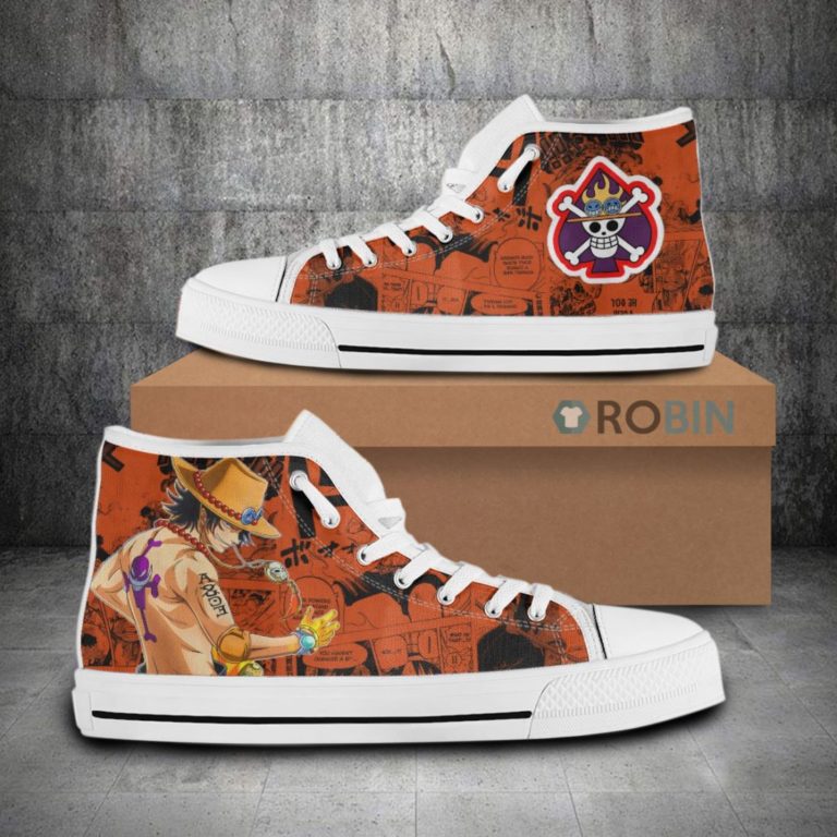 Portgas D. Ace One Piece Anime Canvas High Top Shoes