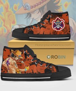 Portgas D. Ace One Piece Anime Canvas High Top Shoes