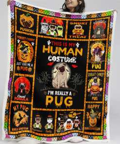 Pug Halloween Costume Quilt Blanket