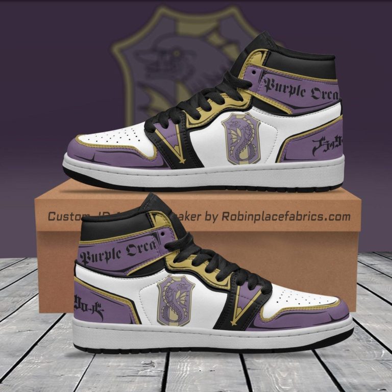 Purple Orca JD Sneakers Custom Black Clover Anime Shoes