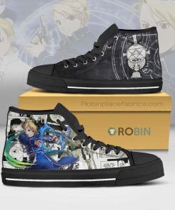 Riza Hawkeye Fullmetal Alchemist Anime Mixed Manga Style Canvas High Top Shoes (Kid and Adult size available) Riza Hawkeye Fullmetal Alchemist Anime Mixed Manga Style Canvas High Top Shoes (Kid and Adult size available)