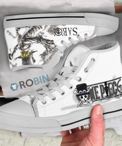 Sabo One Piece Anime Watercolor Canvas High Top Shoes