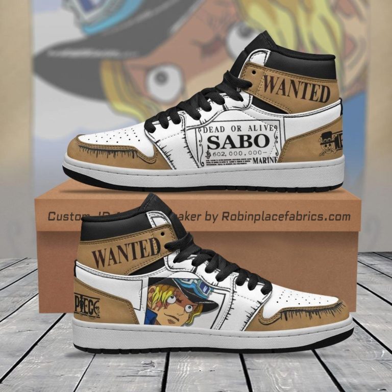 Sabo One Piece Wanted Jordan 1 High Sneakers