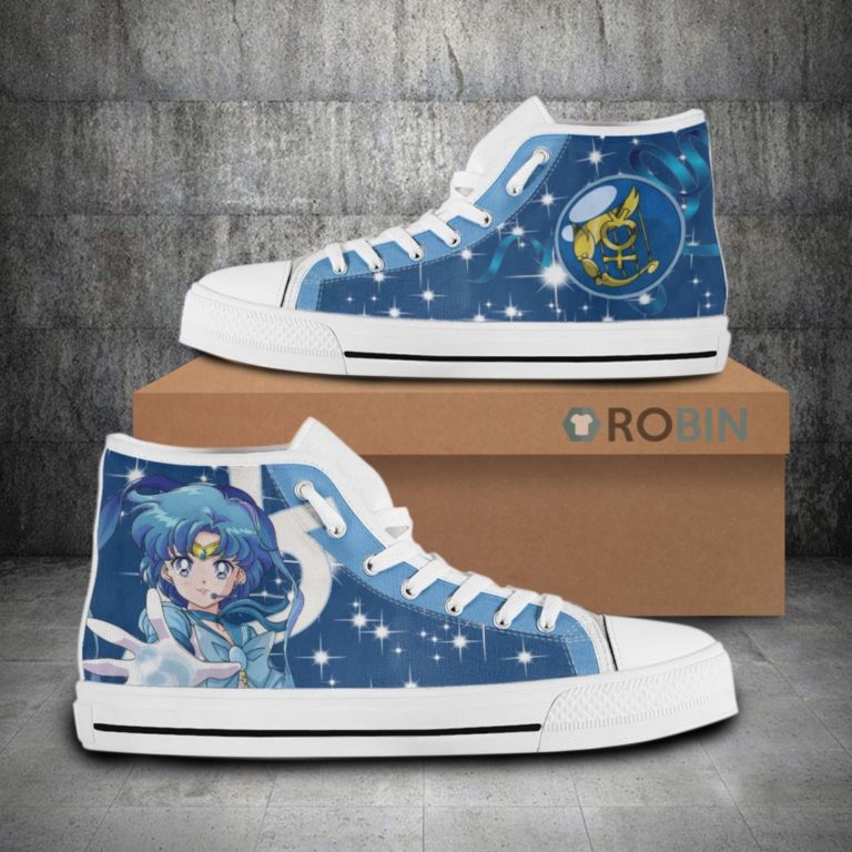 Sailor Mercury Sailor Moon Anime High Top Canvas Shoes (Kid and Adult size available)