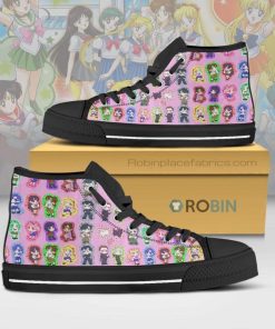 Sailor Moon Cute Chibi Face Anime Canvas High Top Shoes