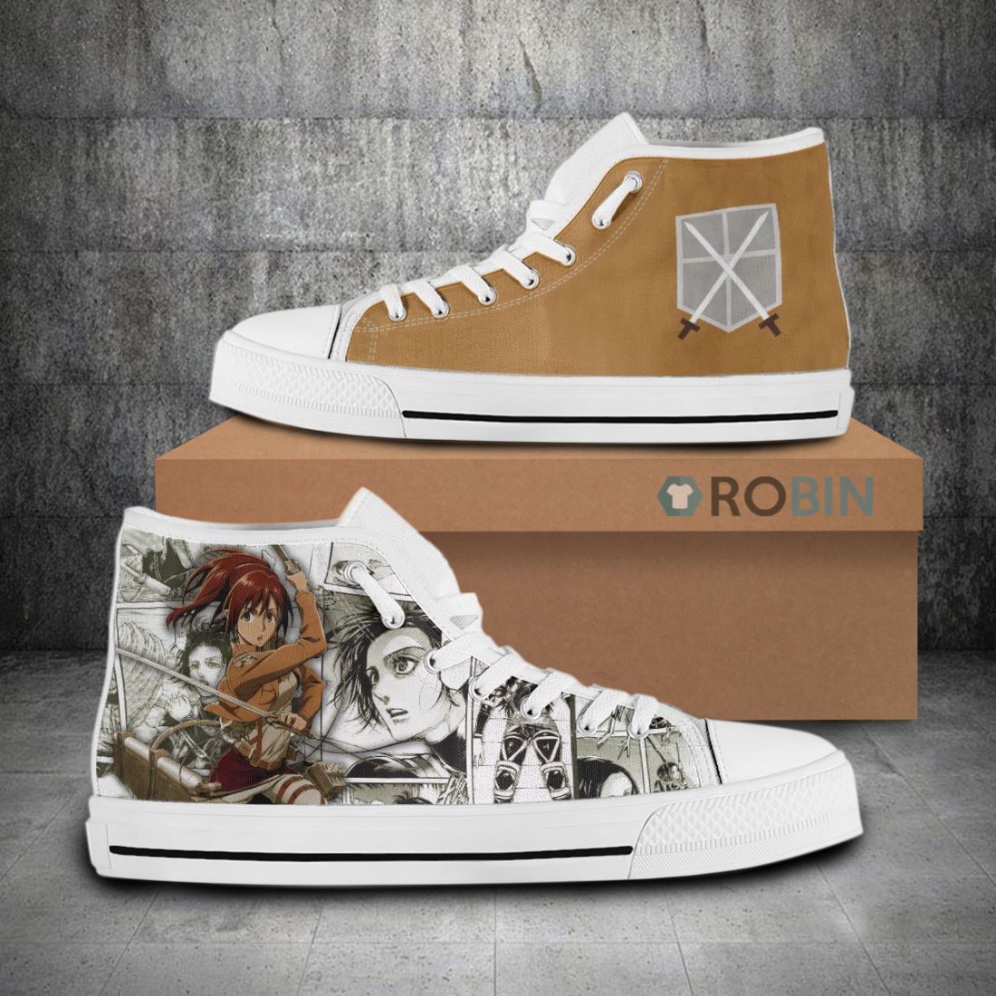 Sasha Braus Attack on Titan Anime Mixed Manga Canvas High Top Shoes ...