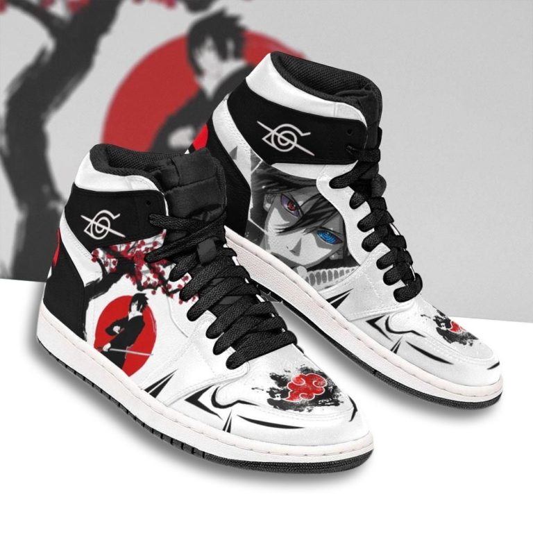 Sasuke Akatsuki Cherry Blossom Custom Jordan 1 High Sneakers