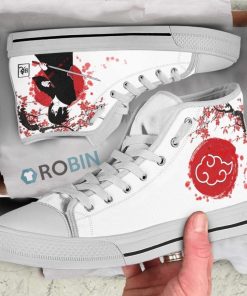 Sasuke Akatsuki Naruto Anime High Top Canvas Shoes