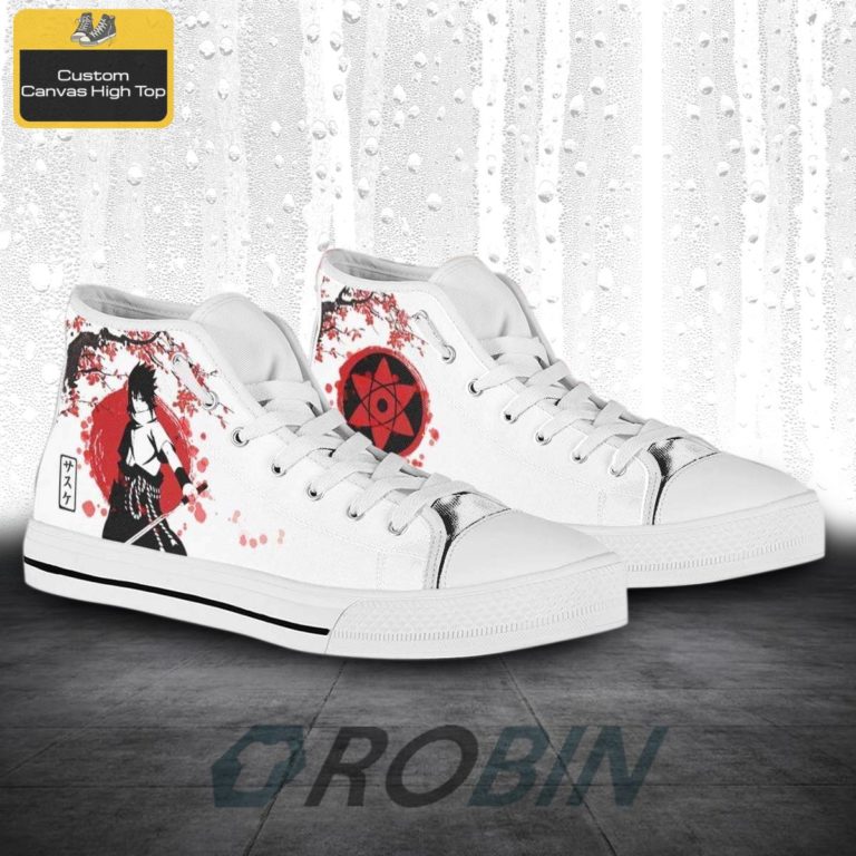Sasuke Sharingan Naruto Anime Canvas High Top Shoes