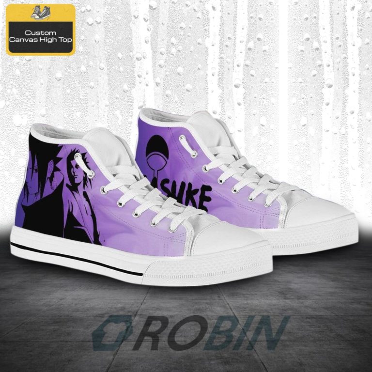 Sasuke Naruto Anime High Top Canvas Shoes