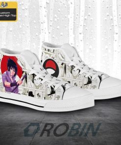 Sasuke Uchiha Naruto Anime Mixed Manga Style Canvas High Top Shoes