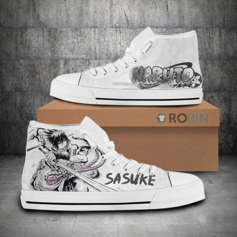 Sasuke Uchiha Naruto Anime Canvas High Top Shoes