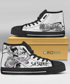 Sasuke Uchiha Naruto Anime Canvas High Top Shoes
