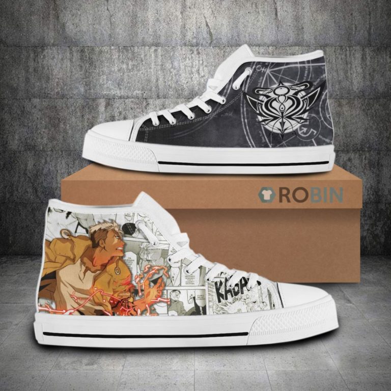 Scar Fullmetal Alchemist Anime Mixed Manga Style Canvas High Top Shoes