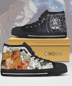 Scar Fullmetal Alchemist Anime Mixed Manga Style Canvas High Top Shoes