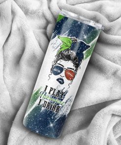 Girl With Seattle Seahawks Custom Name Stainless Steel Skinny Tumbler Girl With Seattle Seahawks Custom Name Stainless Steel Skinny Tumbler