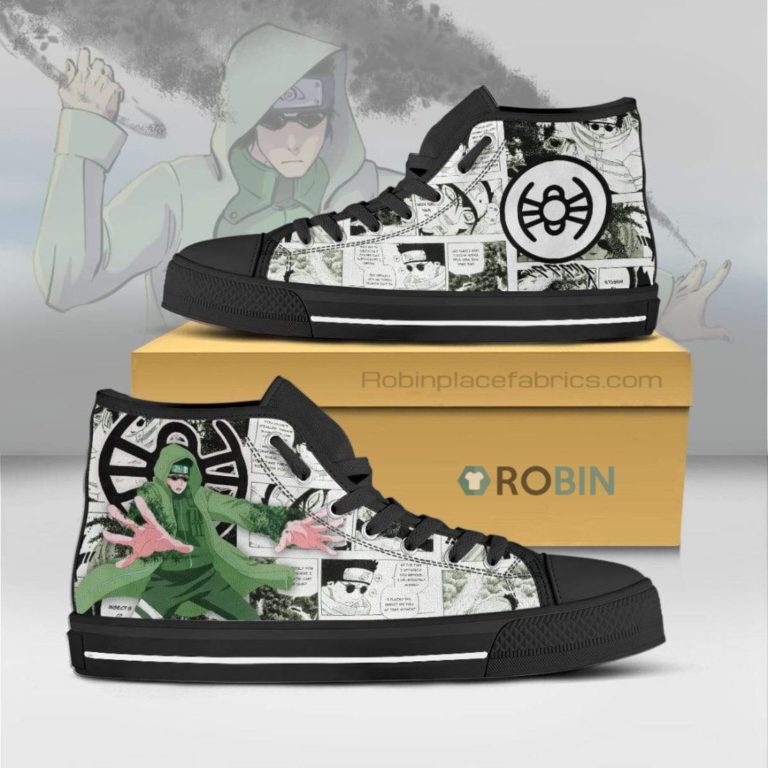 Shino Naruto Anime Mixed Manga Style High Top Canvas Shoes