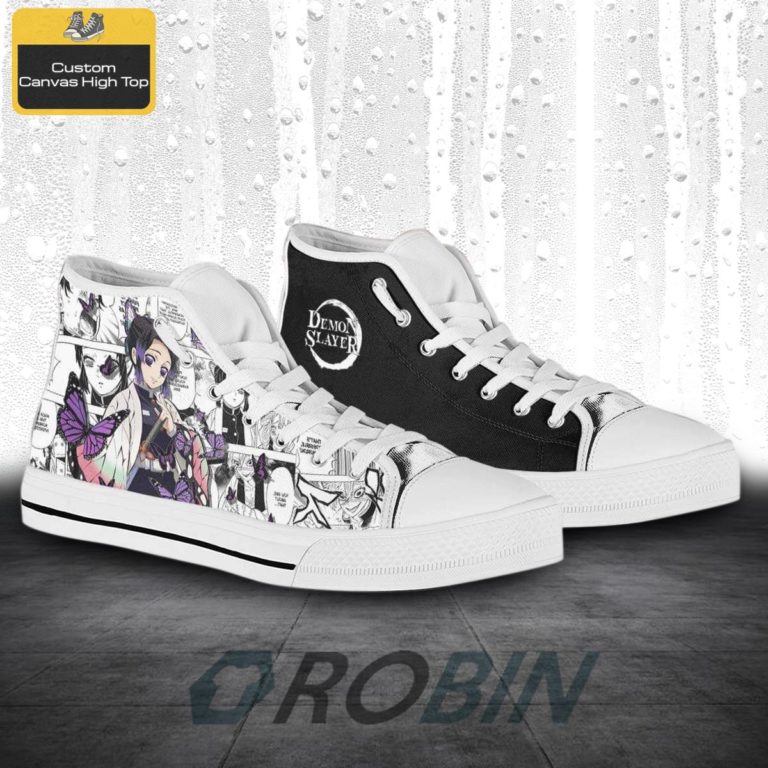 Shinobu Demon Slayer Anime Mixed Manga Canvas High Top Shoes