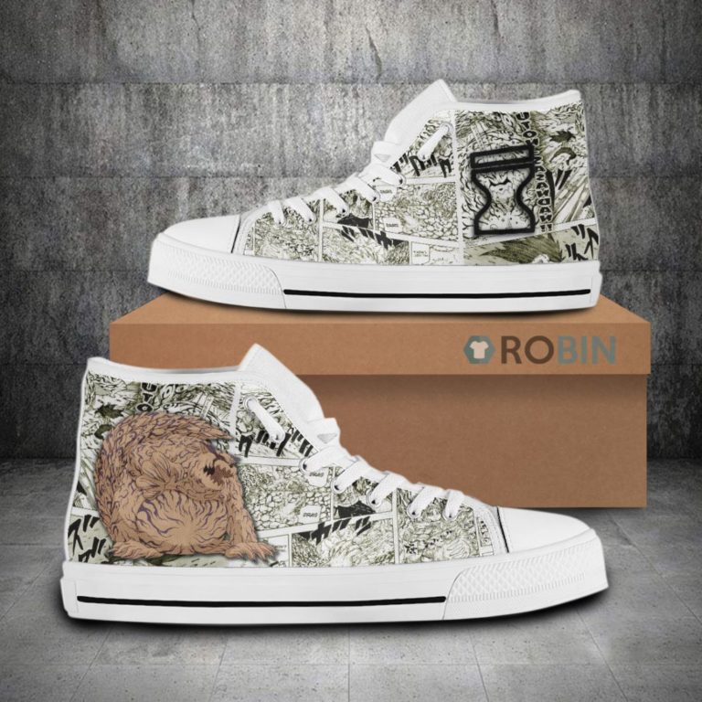 Shukaku Tailed Beast Naruto Anime Mixed Manga Canvas High Top Shoes