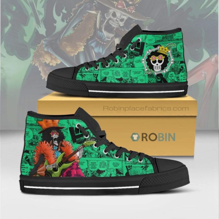 Soul King Brook One Piece Anime High Top Canvas Shoes