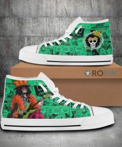 Soul King Brook One Piece Anime High Top Canvas Shoes