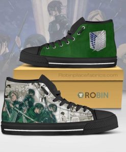 Survey Corps Attack on Titan Anime Mixed Manga Style Canvas High Top Shoes