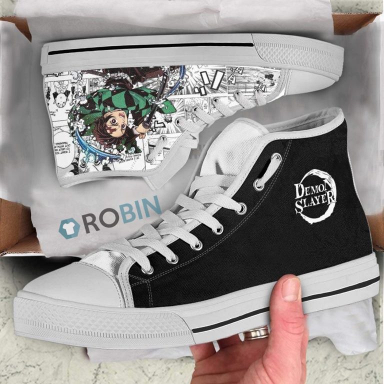 Tanjiro Demon Slayer Anime Mixed Manga High Top Canvas Shoes