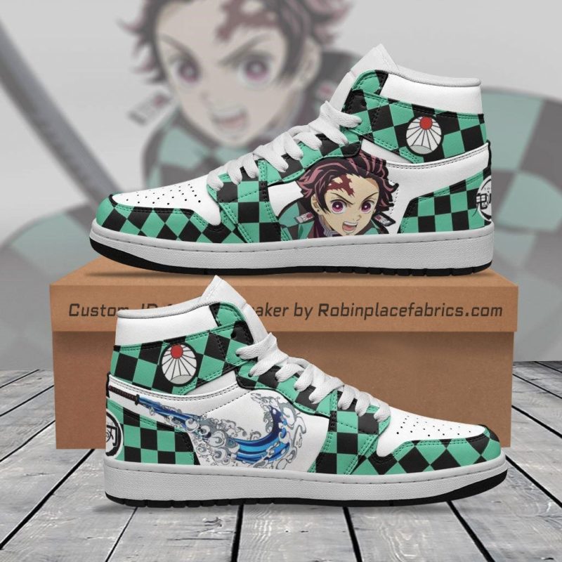 Tanjiro Water Breathing Sneakers Kimetsu No Yaiba Shoes - RobinPlaceFabrics