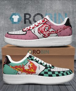 Tanjiro x Nezuko Air Forces Shoes Custom Anime Sneakers Demon Slayers Breathing