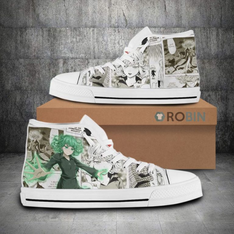 Tatsumaki One Punch Man Anime Mixed Manga Style Canvas High Top Shoes