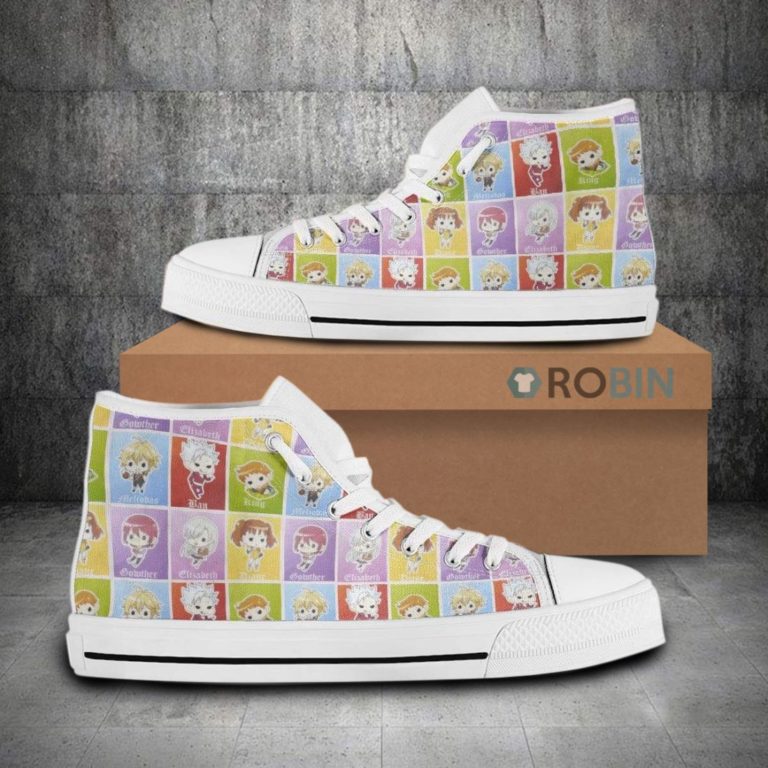 The Seven Deadly Sins Cute Chibi Face Style Anime High Top Canvas Shoes