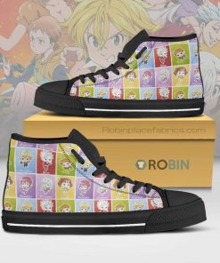 The Seven Deadly Sins Cute Chibi Face Style Anime High Top Canvas Shoes