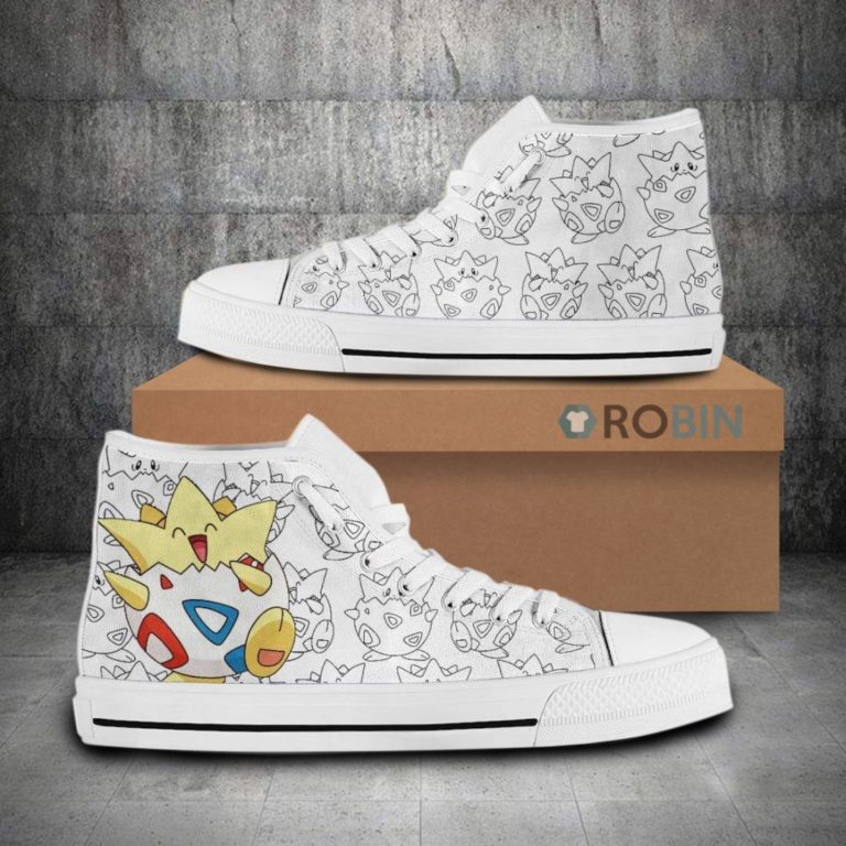 Togepi Pokemon Anime High Top Canvas Shoes