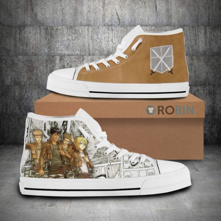 Training Corps Attack on Titan Anime Mixed Manga Style Canvas High Top Shoes