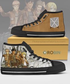 Training Corps Attack on Titan Anime Mixed Manga Style Canvas High Top Shoes