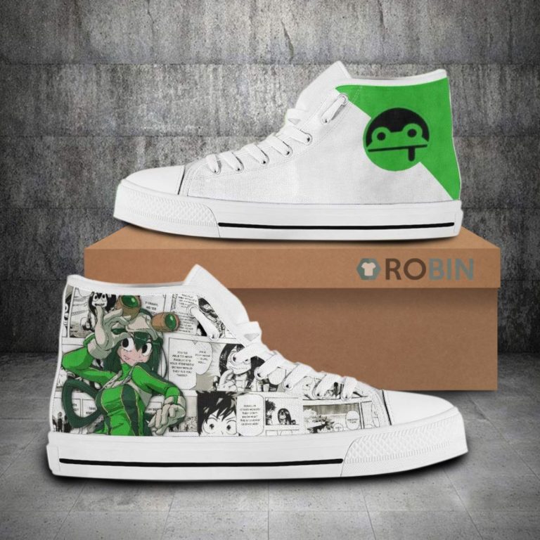 Tsuyu Asui My Hero Academia Anime Mixed Manga Style Canvas High Top Shoes