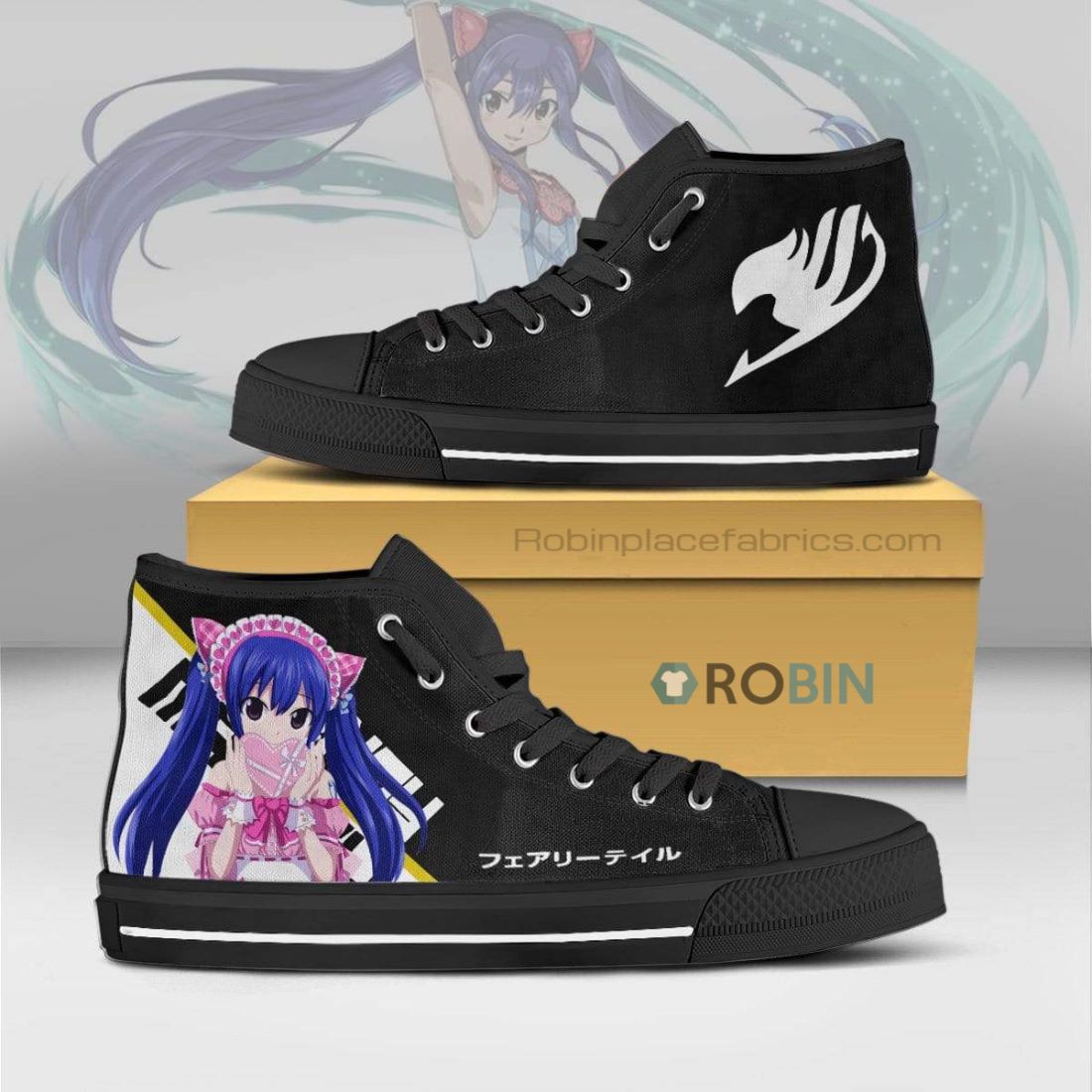 Wendy Marvell Fairy Tail Anime High Top Canvas Shoes - RobinPlaceFabrics