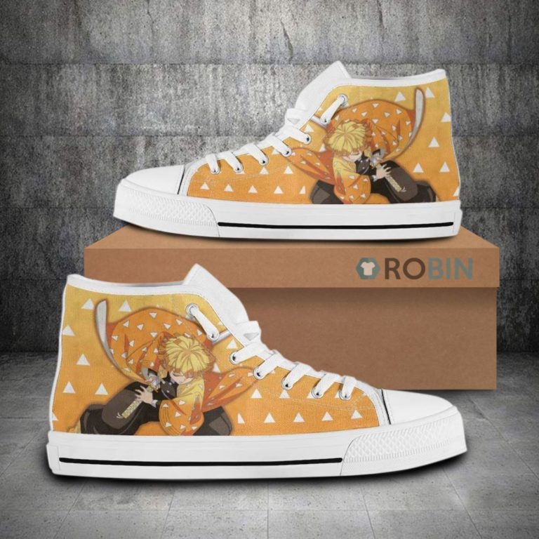 Zenitsu Demon Slayer Anime Pattern Canvas High Top Shoes
