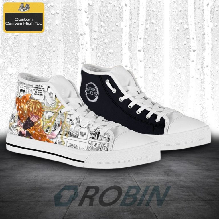 Zenitsu Demon Slayer Anime Mixed Manga High Top Canvas Shoes