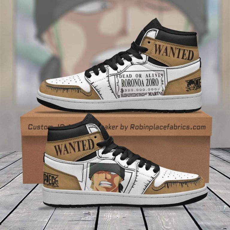 Zoro Wanted One Piece Air Jordan 1 Sneakers - RobinPlaceFabrics