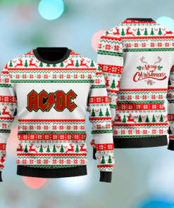 Acdc Merry Christmas Faux Wool White Sweater Acdc Merry Christmas Faux Wool White Sweater