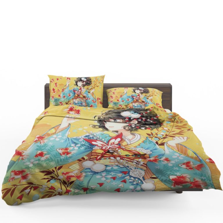 Anime Girl Fishes Japanese Bedding Set