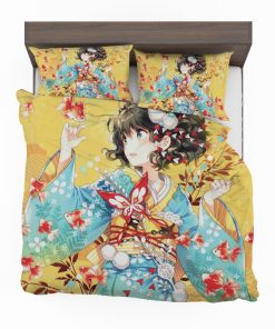 Anime Girl Fishes Japanese Bedding Set Anime Girl Fishes Japanese Bedding Set